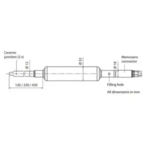 Refillable pH Sensor SE 557 Drawing