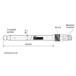 SE 558 Ultrapure Water pH Sensor Drawing