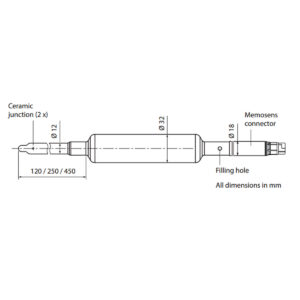 Refillable pH Sensor SE 557 Drawing